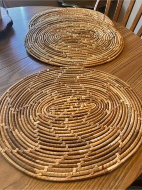 wicker placemats Set of 4 large oval 14" x 17"  boho fall vibes